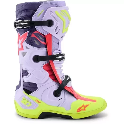 Мотоботы Alpinestars Tech 10 S-Vented Purple Yellow Diva Pink Мотоботы Alpinestars Tech 10 S-Vented Purple Yellow Diva Pink