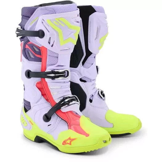 Мотоботы Alpinestars Tech 10 S-Vented Purple Yellow Diva Pink Мотоботы Alpinestars Tech 10 S-Vented Purple Yellow Diva Pink